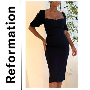 Reformation Black Midi Dress
